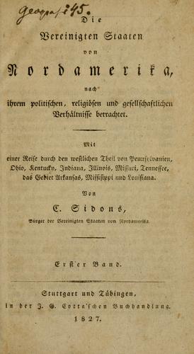 Cover for Die Vereinigten Staaten von Nordamerika