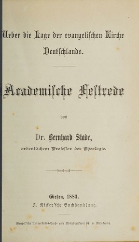 Cover for Ueber die Lage der evangelischen Kirche Deutschlands