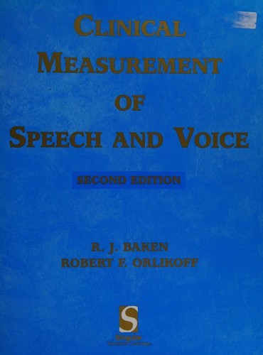Cover for Clinical measurement of speech and voice