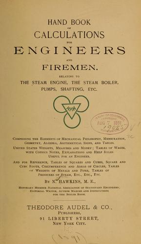 Cover for Hand book of calculations for engineers and firemen