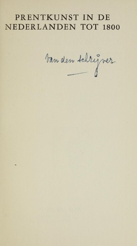 Cover for Prentkunst in de Nederlanden tot 1800