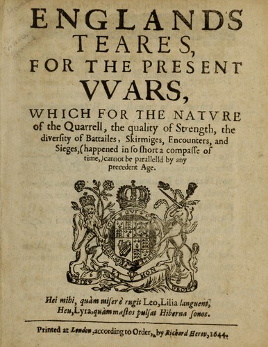 Cover for England's teares, for the present wars