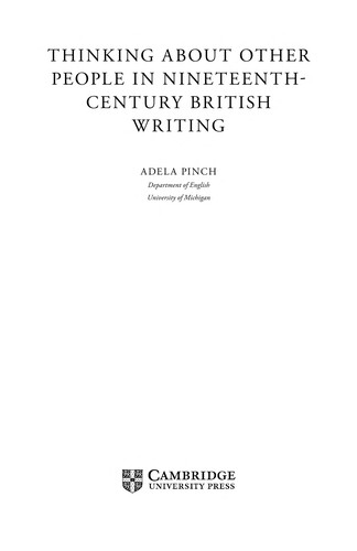 Cover for Thinking about other people in nineteenth-century British writing