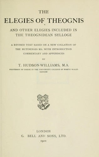 Cover for The elegies of Theognis