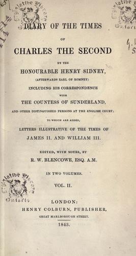 Cover for Diary of the times of Charles the Second