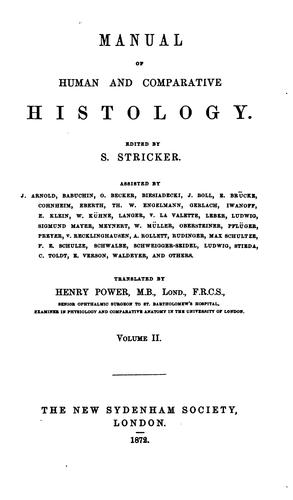 Cover for Manual of Human and Comparative Histology