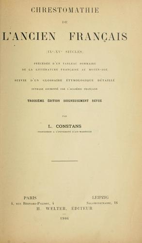 Cover for Chrestomathie de l'ancien français, IXe-XVe siècles