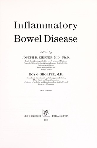 Cover for Inflammatory bowel disease / ed. by Joseph B. Kirsner, Roy G. Shorter.