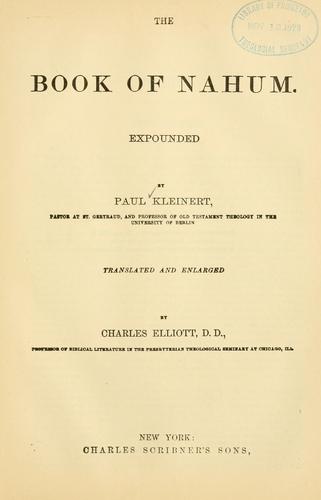 Cover for The book of Nahum