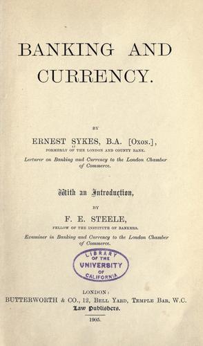 Cover for Banking and currency.