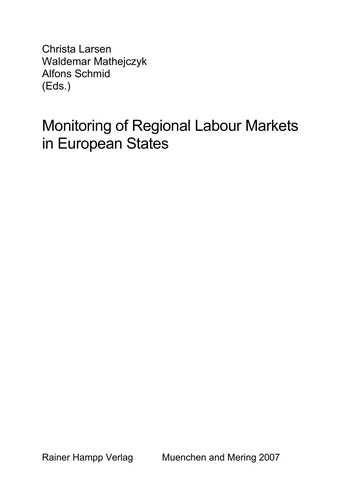 Cover for Monitoring of regional labour markets in European states