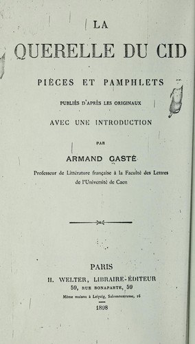 Cover for La querelle du Cid