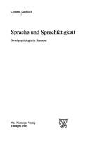 Cover for Sprache und Sprechtätigkeit
