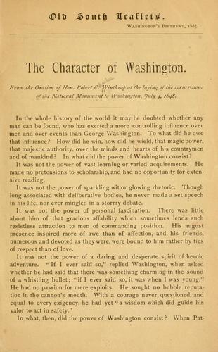Cover for The character of Washington