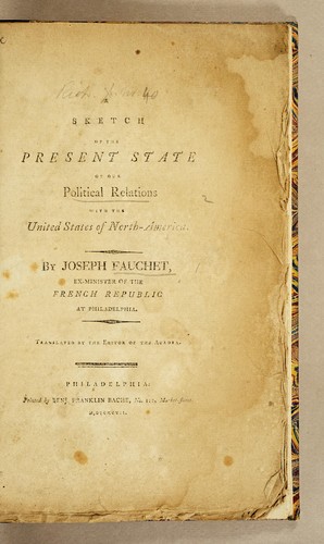 Cover for A sketch of the present state of our political relations with the United States of North-America