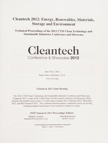 Cover for Cleantech 2012