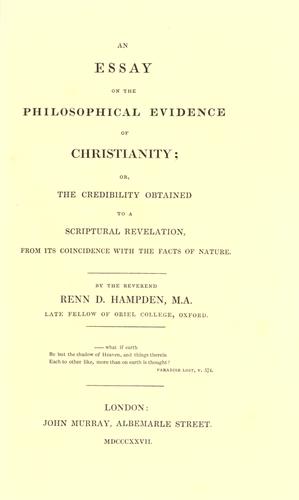 Cover for An essay on the philosophical evidence of Christianity