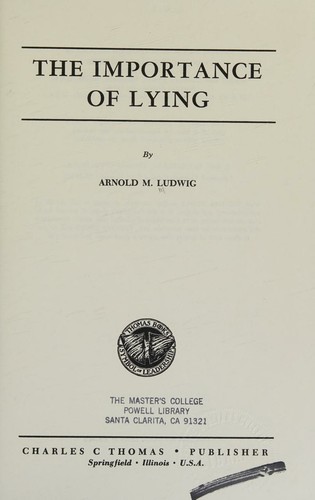 Cover for The importance of lying