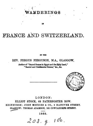 Cover for Wanderings in France and Switzerland