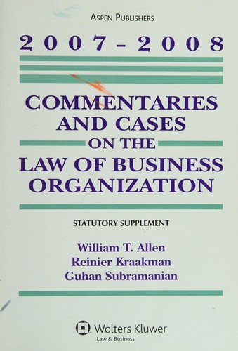 Cover for Commentaries and cases on the law of business organization