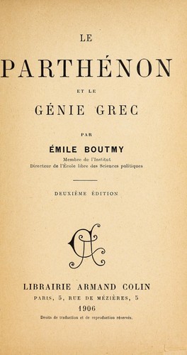 Cover for Le Parthe non et le ge nie grec