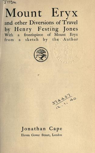 Cover for Mount Eryx and other diversions of travel