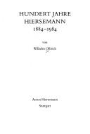 Cover for Hundert Jahre Hiersemann 1884-1984