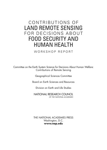 Cover for Contributions of land remote sensing for decisions about food security and human health