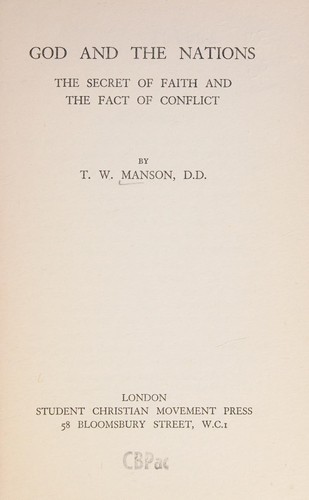 Cover for God and the nations