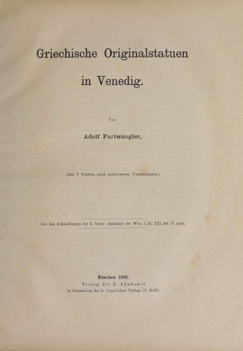 Cover for Griechische Originalstatuen in Venedig