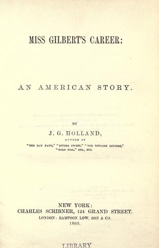 Cover for Miss Gilbert's career