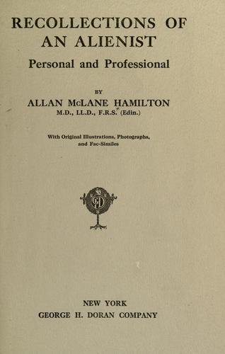 Cover for Recollections of an alienist, personal and professional