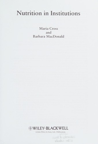 Cover for Nutrition in Institutions