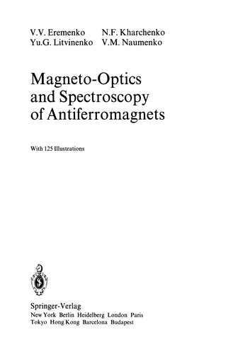 Cover for Magneto-Optics and Spectroscopy of Antiferromagnets