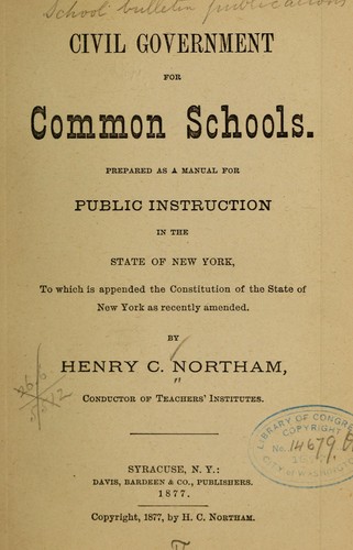 Cover for Civil government for common schools