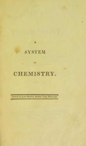 Cover for A system of chemistry ...