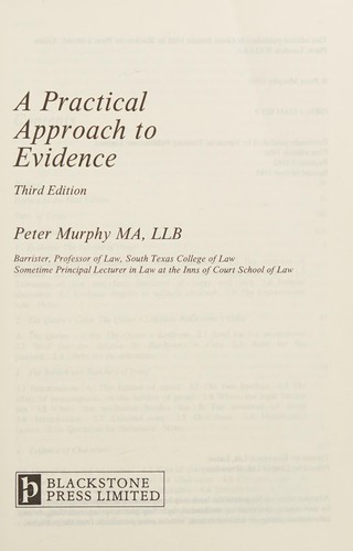 Cover for A practical approach to evidence