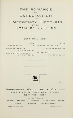 Cover for The romance of exploration and emergency first-aid from Stanley to Byrd ...
