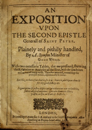 Cover for An exposition upon the second Epistle of Saint Peter