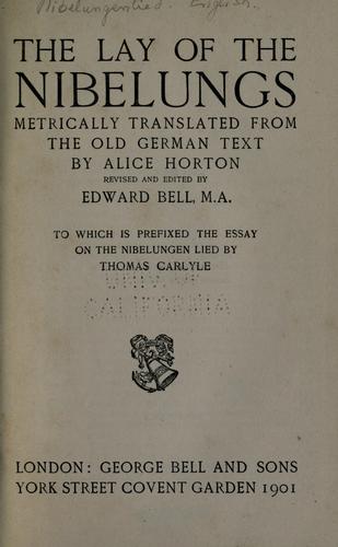 Cover for The lay of the Nibelungs