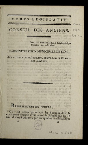 Cover for ... L'administration municipale de Sens