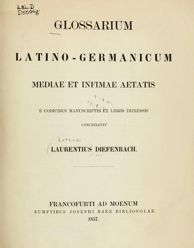 Cover for Glossarium Latino-Germanicum mediae et infimae aetatis