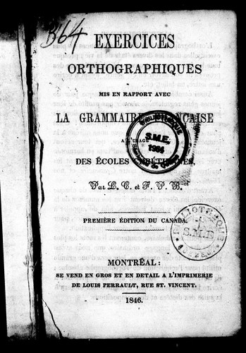 Cover for Exercices orthographiques mis en rapport avec la grammaire française à l'usage des écoles chrétiennes