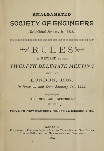 Cover for Rules as revised at the twelfth delegate meeting held at London, 1907