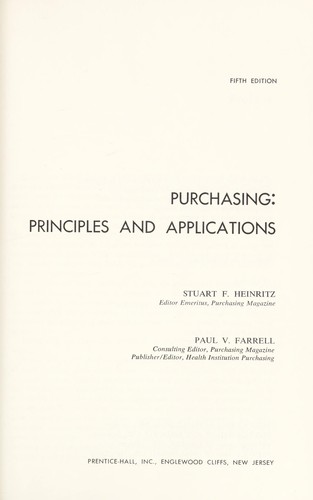 Cover for Purchasing: principles and applications