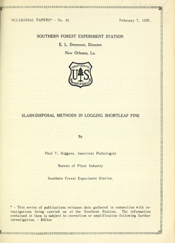 Cover for Slash-disposal methods in logging shortleaf pine