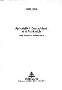 Cover for Aphoristik in Deutschland und Frankreich