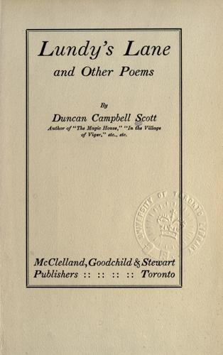 Cover for Lundy's Lane and other poems