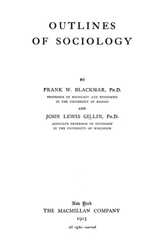 Cover for Outlines of sociology