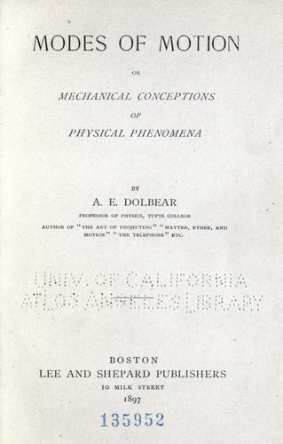 Cover for Modes of motion